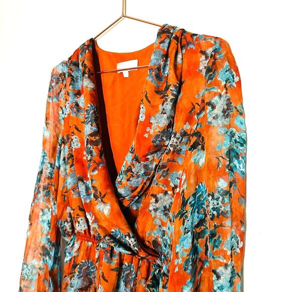 Caroline Constas Vivian Asymmetric Ruffled Floral Silk Chiffon Dress size Medium - Picture 9 of 16